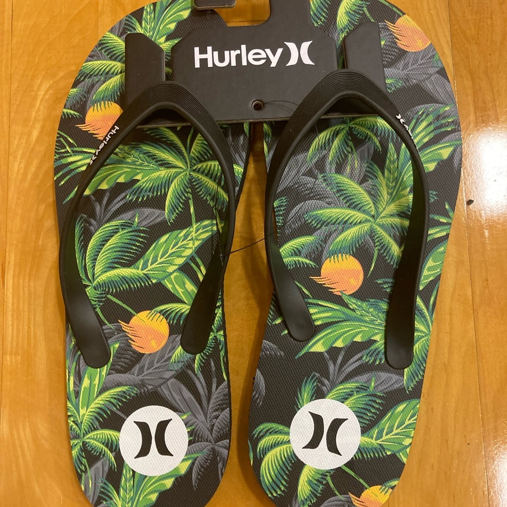 Hurley tropical print flip-flop, Sz 13